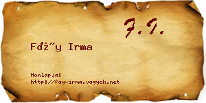 Fáy Irma névjegykártya